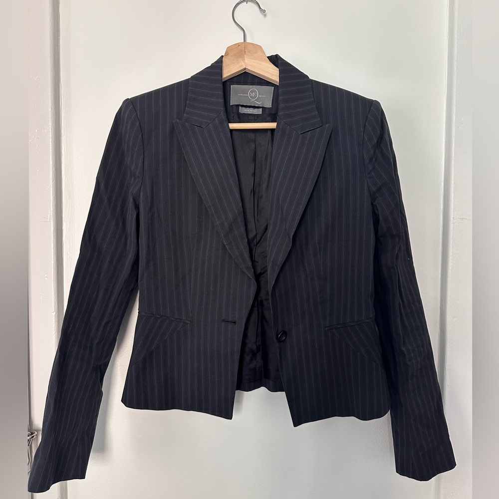Vintage Alexander McQueen McQ Pinstripe Blazer Cropped Jacket Y2K